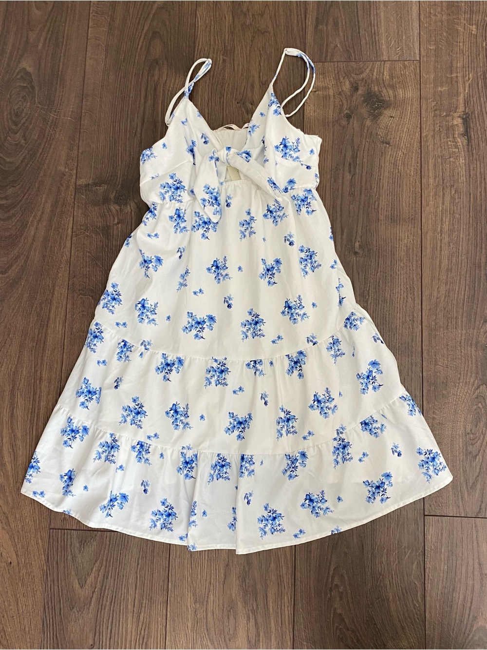 NWT Francesca's Collections White Sleeveless Dress with Blue Floral Print